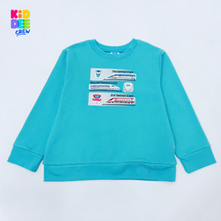 KiddeeCrew เสื้อเด็ก เสื้อแขนยาวเขียวรถไฟ เหมาะสำหรับอายุ 1-14 ปี