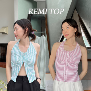 REMI TOP ผ้ายืดคล้องคอสม้อคหลัง กระดุมหน้า (nita.bkk)