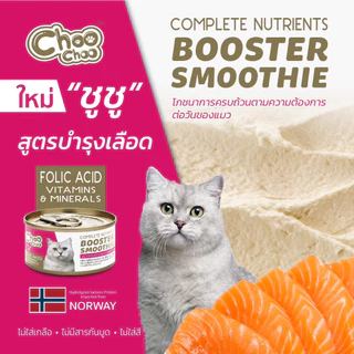 [ส่งฟรี+แถม1กป] ChooChoo ชูชู สมูทตี้ปลาแซลมอน สูตรบำรุงเลือด 12 กระป๋อง (80กรัมx12กระป๋อง)