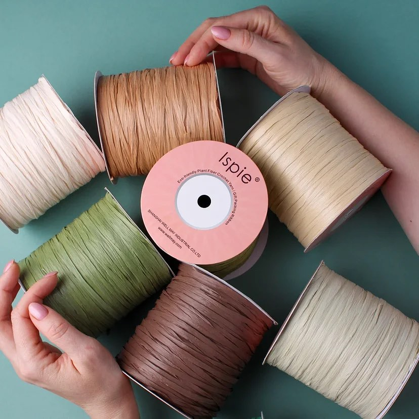 ISPIE Raffia Yarn ไหมราเฟียถักกระเป๋า ถักหมวก ยาว 250 เมตร Rayon Raffia