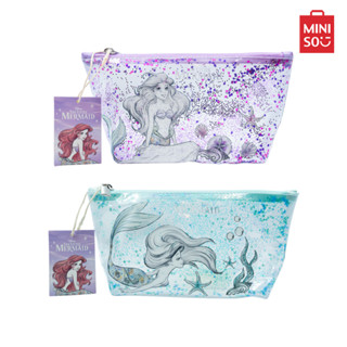 MINISO กระเป๋าเครื่องสำอาง ทรงสี่เหลี่ยมคางหมู โปร่งแสง คอลเลคชั่น Disney The Little Mermaid