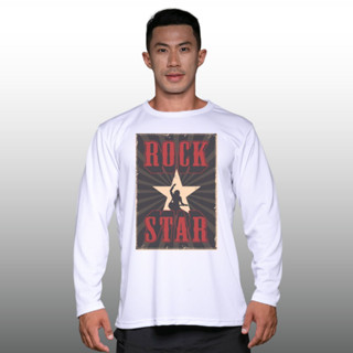 ROCK STAR เสื้อแขนยาวนักกล้าม  Men’s Bodybuilding Long Sleeve Athletic Gym Shirt