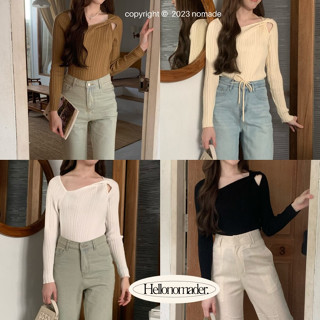 NOMADE.&amp; พร้อมส่ง Hauls knitted top {เสื้อไหมพรมแขนยาวเว้าบ่า}