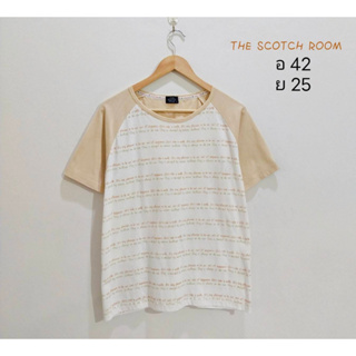 เสื้อยืด Brand The Scoth room สีครีมเบจ พิมพ์ลาย งาน japan  size L  อก 42 ยาว 25 ผ้านุ่มใส่สบายมาก