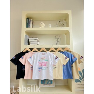 Lab silk เสื้อทรง slim ลาย vacation time