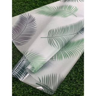 PVC สุญญากาศติดกระจก "ลาย Green Leaf Tropical" ขนาดหน้ากว้าง 90cm x 1m