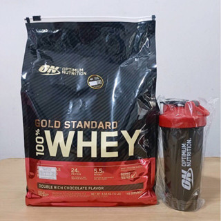 On optimum nutrition​ gold standard whey100%(10​lbs.)​แถมแก้วมีลูกกลิ้ง