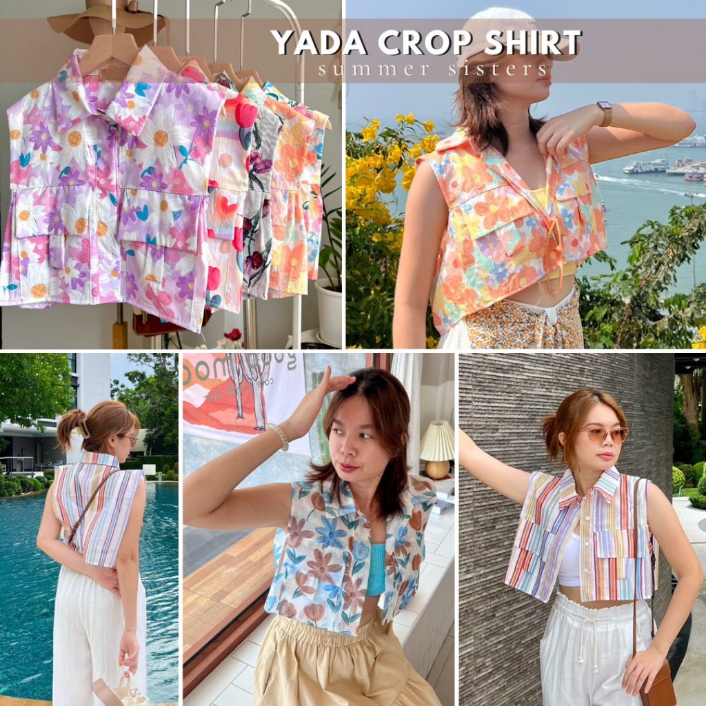 Yada crop shirt - เสื้อครอปเชิ้ต แขนกุดสุดคิ้วท์ ผ้านิ่มลื่น ดีเทลสวย ใส่ชิลด์แมทช์ง่ายสบายสุดๆ