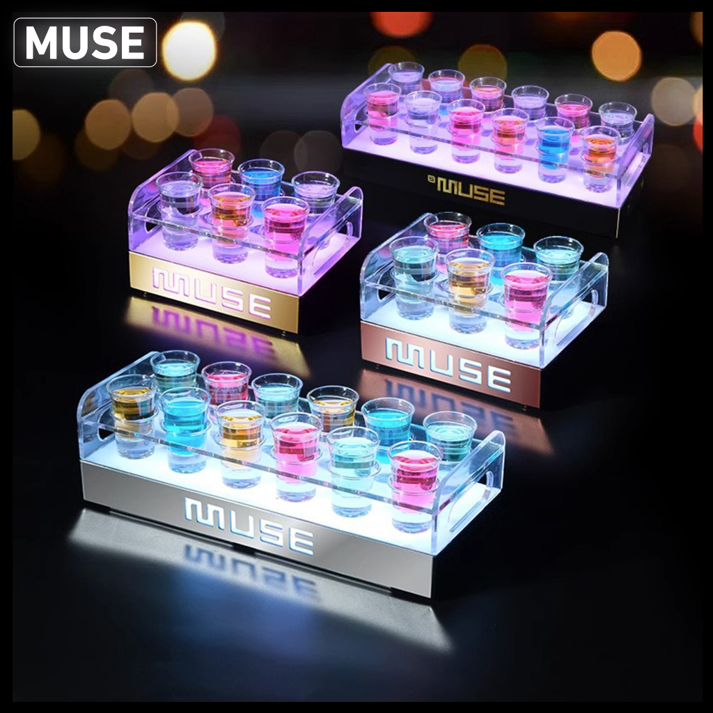 ช่องใส่แก้วเหล้า LED สำหรับ ถาดเสริฟร้านอาหารผับบาร์ ถาดใส่เครื่องดื่ม ที่วางแก้วค็อกเทลมีไฟงานปาตี้