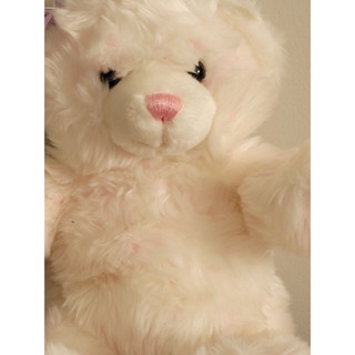 Build a bear workshop, ตุ๊กตาหมี หมีขนนุ่ม สีขาวแซมชมพู หมีบิ้วแบรนด์แท้ พร้อมส่ง (White With Light Pink Bear)