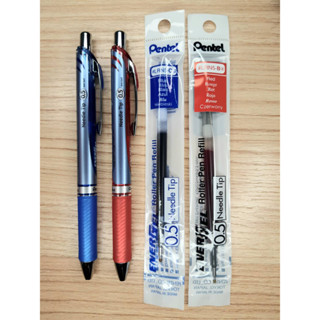 ปากกาเจล Pentel Energel (BLN75, 0.5 mm) หัวเข็ม และไส้ปากการีฟิล Pentel Energel (LRN5, 0.5 mm) หัวเข็ม