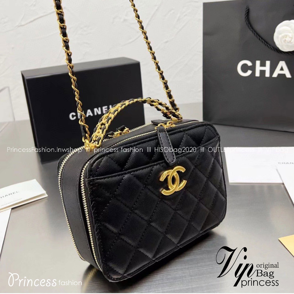Chanel 22s vanity Handle black caviar / Chanel Vanity Case / Chanel Box ใช้งานต่างประเทศได้