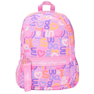 Smiggle Backpacks กระเป๋าเป้ 🎒สมิกเกอร์ ขนาด 16 นิ้ว ลาย อักษรSm Pink พร้อมส่งในไทย 🛻