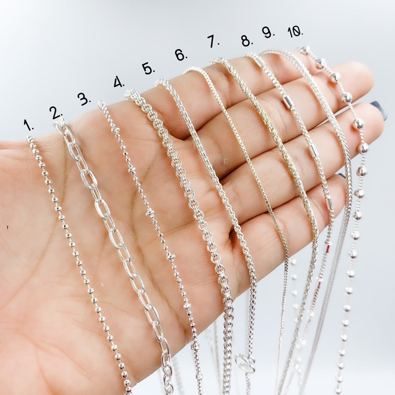 สร้อยเงินทองคำขาว 16-20นิ้ว  งานใส่อาบน้ำได้ บริการเก็บปลายทาง