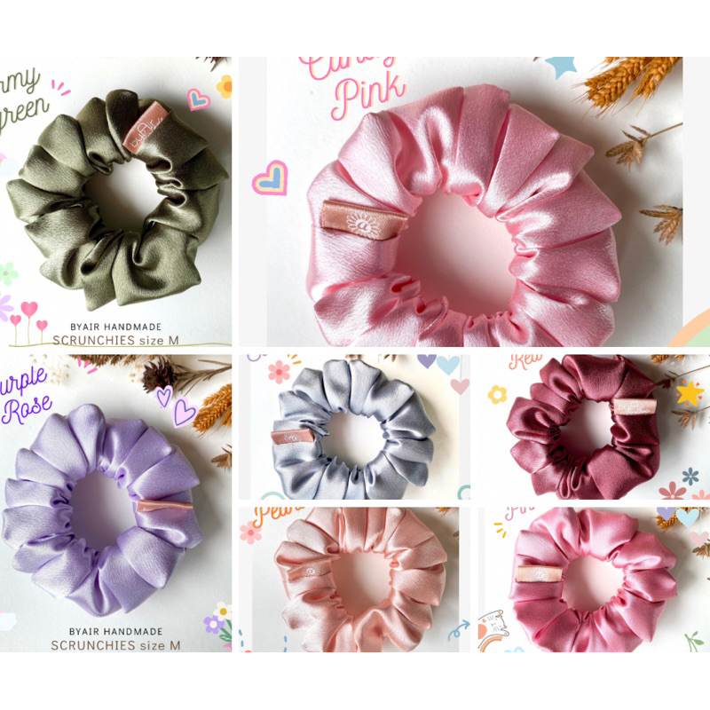 ยางรัดผมโดนัท(NEW COLORS)ผ้าซาติน เนื้อดี  แบบหรู ขนาดกลาง (SCRUNCHIES size M 4")