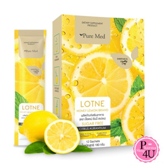 Pure Med Lotne honey lemon ล็อตเน่ ดีท็อกซ์น้ำผึ้งมะนาว 1 กล่อง บรรจุ 12 ซอง#7930