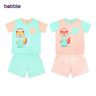 BABBLE ชุดเด็ก ชุดเซตเด็ก แขนสั้นขาสั้น อายุ 3 ปี ถึง 9 ปี คอลเลคชั่น Best Buddy (สีเขียว,สีส้ม) (BSS)