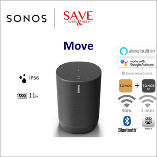 SONOS Move ลำโพงไร้สาย Multi-room ผ่านสัญญาน WiFi และ Bluetooth ควบคุมด้วย Smart Phone ผ่าน App SONOS รองรับ Airplay2