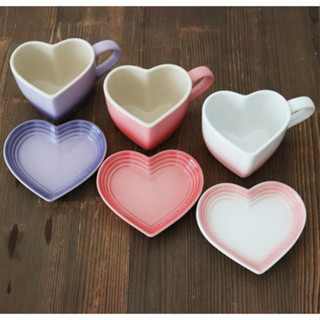 French LE  cool color stoneware heart-shaped cup with saucer mug water cup coffee cup