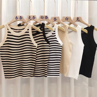 [ส่งจากไทย] 𝑩𝒓𝒂𝑩𝒓𝒂𝑩𝒓𝒂 #f-150 เสื้อกล้า ไหมพรม ลายทาง สีพื้น คอกลม