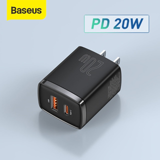 (ส่งฟรีจากไทย) Baseus Adapter หัวชาร์จเร็ว 20W USB 2 ช่อง Type-C + A อะแดปเตอร์ชาร์จเร็ว PD3.0 QC3.0 Mini Charger ขาแบน