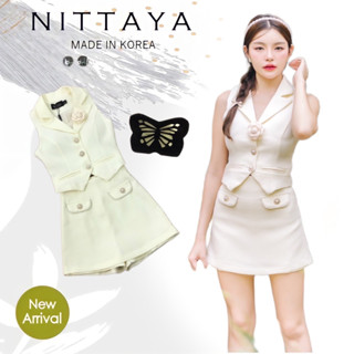 NITTAYA:เชตเสื้อสูทแขนกุดกระดุมหน้า(*สอบถามสต๊อกก่อนกดสั่งน๊า)