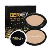 ❤️Love Sale❤️DERAEY แป้งฝุ่นอัดแข็ง Gold Natural Miracle Two Way Cake ขนาด 18 กรัม