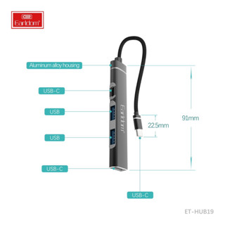 Earldom รุ่น ET-HUB19 อ่านไดรฟ์ USB + ชาร์จ + ฟังเพลง (หูฟังดิจิตอล) + OTG