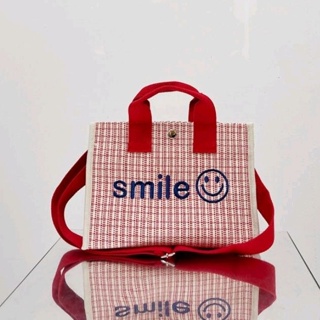 ใหม่! SMILE canvas Shoulder bag  / Handbags กระเป๋าสะพายผ้าแคนวาสเนื้อหนา เคลือบกันน้ำ กระเป๋าถือ กระเป๋าสะพาย