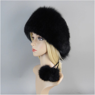 หมวกสไตล์รัสเซียนFox fur100%Russian Winter Natural Fox Fur Hat Warm Soft Fluffy Real Fox Fur Quality Handmade