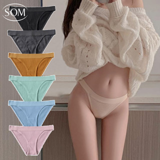 SOM Underwear กางเกงในผู้หญิง บิกินี่ สไตล์เกาหลี แนวกึ่งสปอต ผ้าฝ้ายพรีเมี่ยม A70