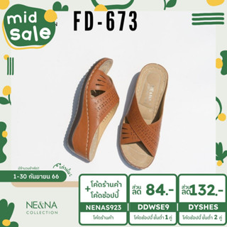 รองเท้าผู้หญิงเเบบเเตะสวมส้นเตารีด No. FD-673  NE&amp;NA Collection Shoes