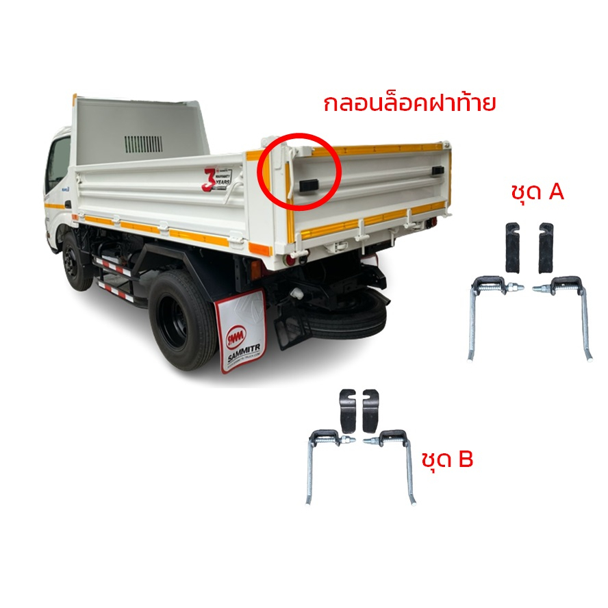 ชุดกลอนล็อคกระบะดั๊ม กลอนล็อคฝาท้ายรถบรรทุก ล็อคประตูท้ายรถบรรทุก อะไหล่กระบะบรรทุก ตัวล็อคฝาท้ายรถบรรทุก ขนาดใหญ่