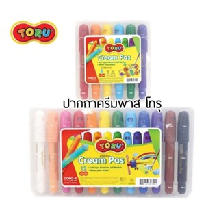 TORU Cream Pas ปากกาครีมพาส โทรุ 6 สี, 12 สีเนื้อสีนุ่ม ลื่น ระบายง่าย