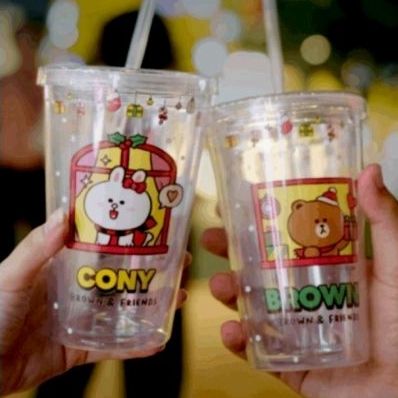 แก้วน้ำลาย​บราวน์​ Brown​ &​ Friend ของ​ Olino