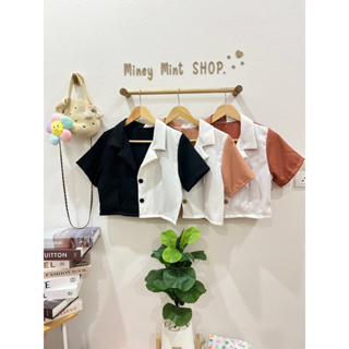 miniminey🌈Crop Set ชุดเซ็ต2ชิ้น ทูโทนสลับขาว