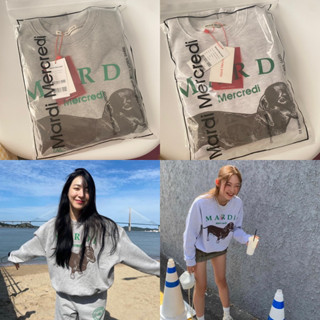 พร้อมส่งไทย Oatmeal Green/Ddanji /Blackpink🇰🇷 Mardi MERCREDI  Sweatshirt flowermardi/Ddanji gray