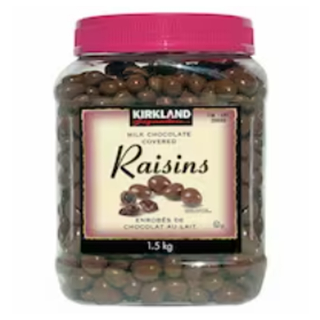 Kirkland Signature Milk Chocolate Covered Raisins 1.5kg.เคิร์กแลนด์ซิกเนเจอร์ช็อกโกแลตนมสอดไส้ลูกเกด