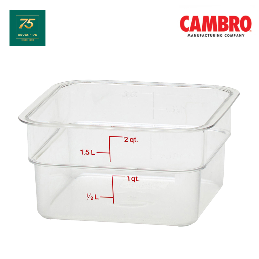 CAMBRO กล่องถนอมอาหารทนความร้อนสี่เหลี่ยม โพลีคาร์บอนเนต แถบสเกลอ่านง่าย ขนาด1.9ลิตร CAM1-2SFSCW