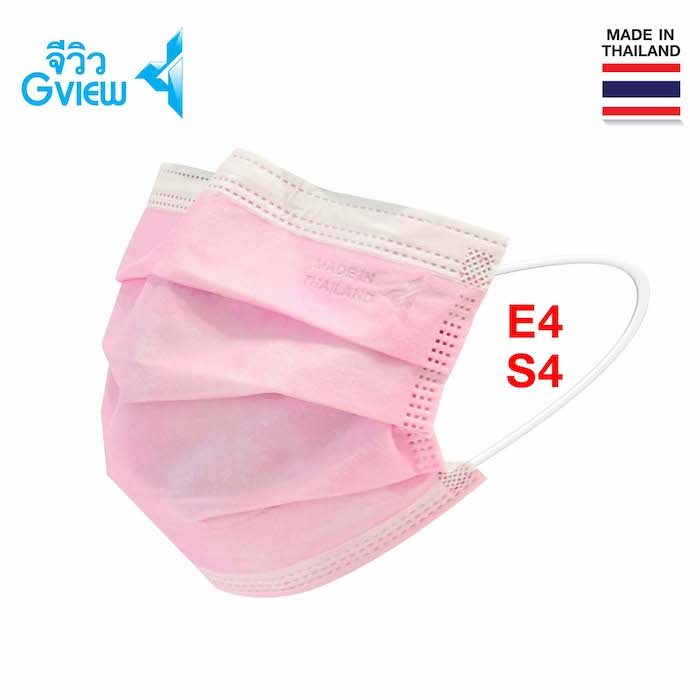 "จีวิว-4ES-หน้ากากอนามัยการแพทย์ สี04(สีชมพู)30ชิ้นป้องกัน PM2.5 100% BFE99.9%VFE99%Anti-Pollen100%