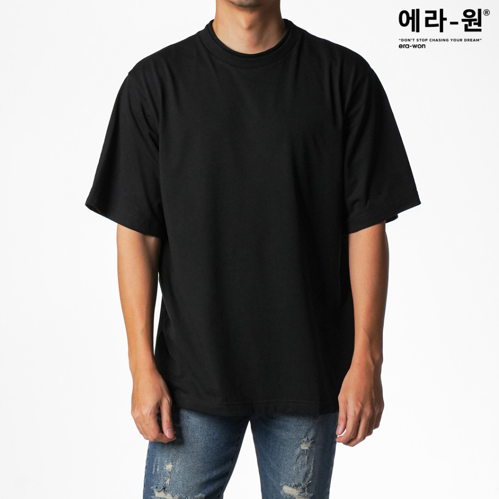 era-won เสื้อยืดโอเวอร์ไซส์ทำความสะอาดตัวเองได้ Oversize Anti-bac T-Shirt สี Black