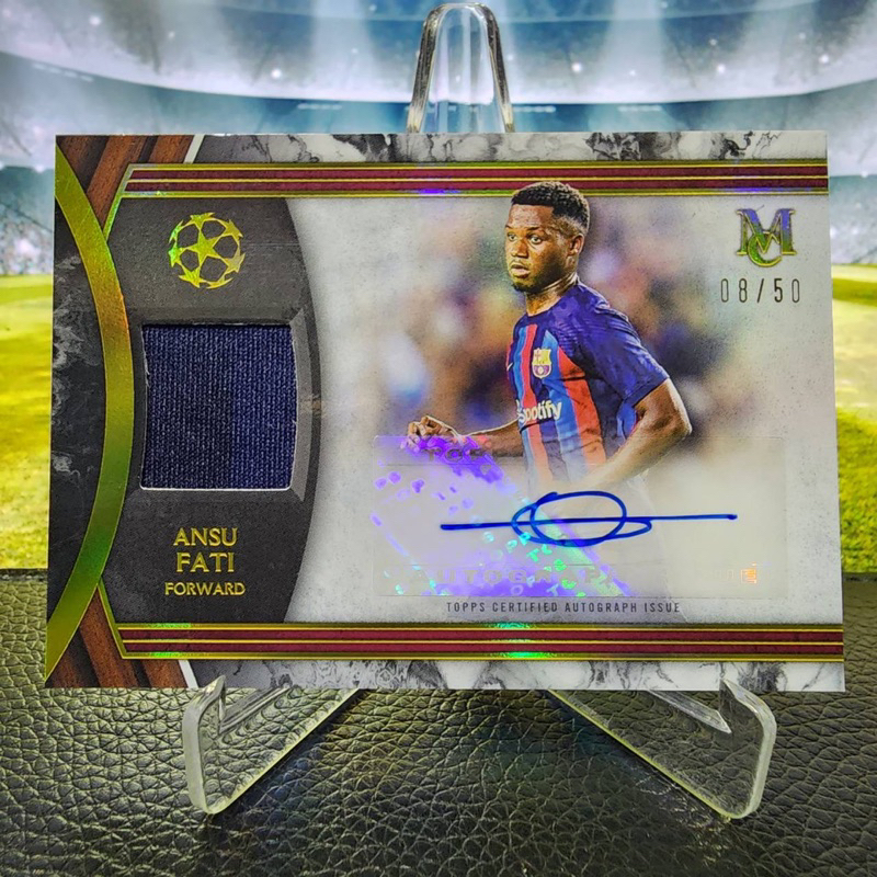 ANSU FATI ผ้า ลายเซ็นต์ 08/50 การ์ดฟุตบอล TOPPS 2022-23