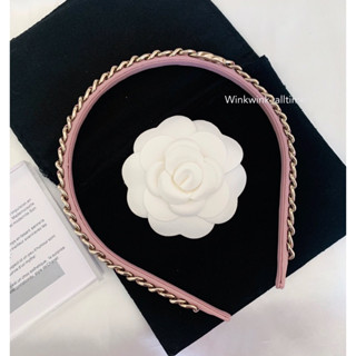 (Rare item) Chanel headband pink สีชมพูอ่อน ที่คาดผม หนัง craftskin