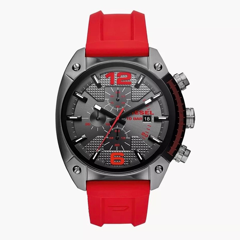 [[พร้อมส่ง📦แท้💯%]] Diesel Men's DZ4481 Overflow Analog Display Quartz Red Watch