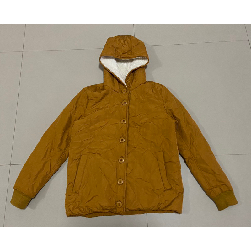 เสื้อแจ็กเก็ตแขนยาวมีหมวก wordtrobe สีmustard