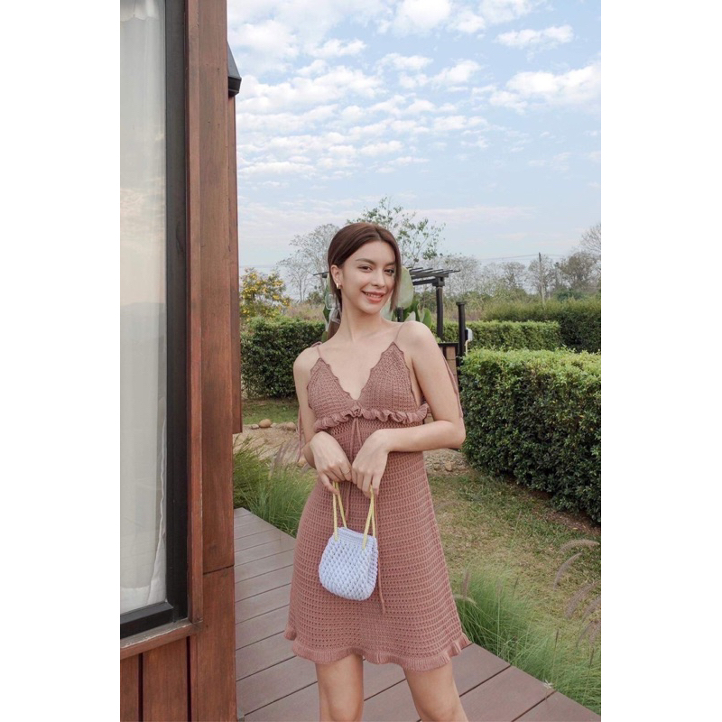 P45 เดรสไหมผูกคอผ้าพรีเมี่ยม