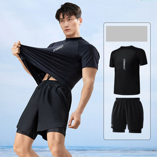 ชุดว่ายน้ำผู้ชายแขนสั้น+ขาสามส่วน ตาข่าย รหัส 1506