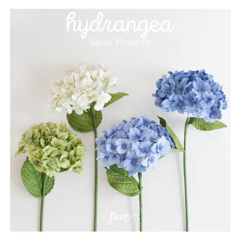 POSIE Double Petals Hydrangea Artificial Flower โพซี่ ดอกไฮเดรนเยียกลีบสองชั้น ดอกไม้ประดิษฐ์จากกระดาษสา ความสูง 16 นิ้ว