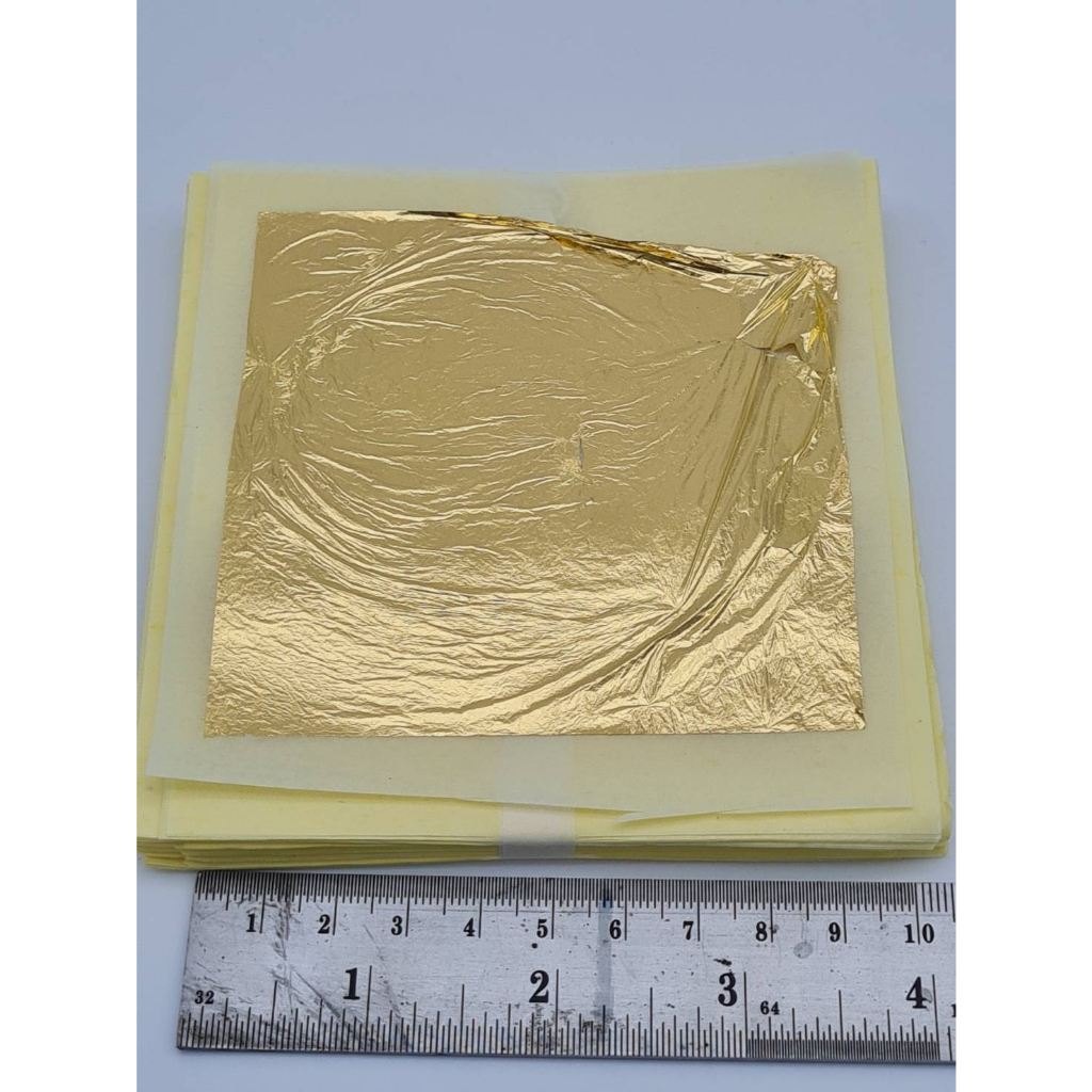 ทองคำเปลวแท้99.99% 24K pure gold leaf ใช้ในการนวดหน้าร่วมกับ เซรั่มครีมหรือโลชั่น(ราคาต่อแผ่น)