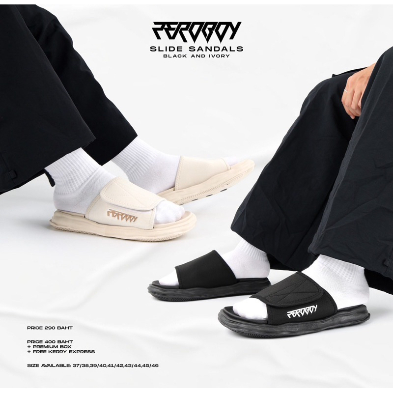ZEROBOY - Slide Sandals “ รองเท้าแตะ Black&Ivory “